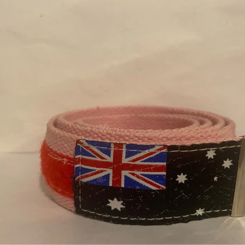 Pink Canvas Belt with Australian Flag Patch unisex 43” L